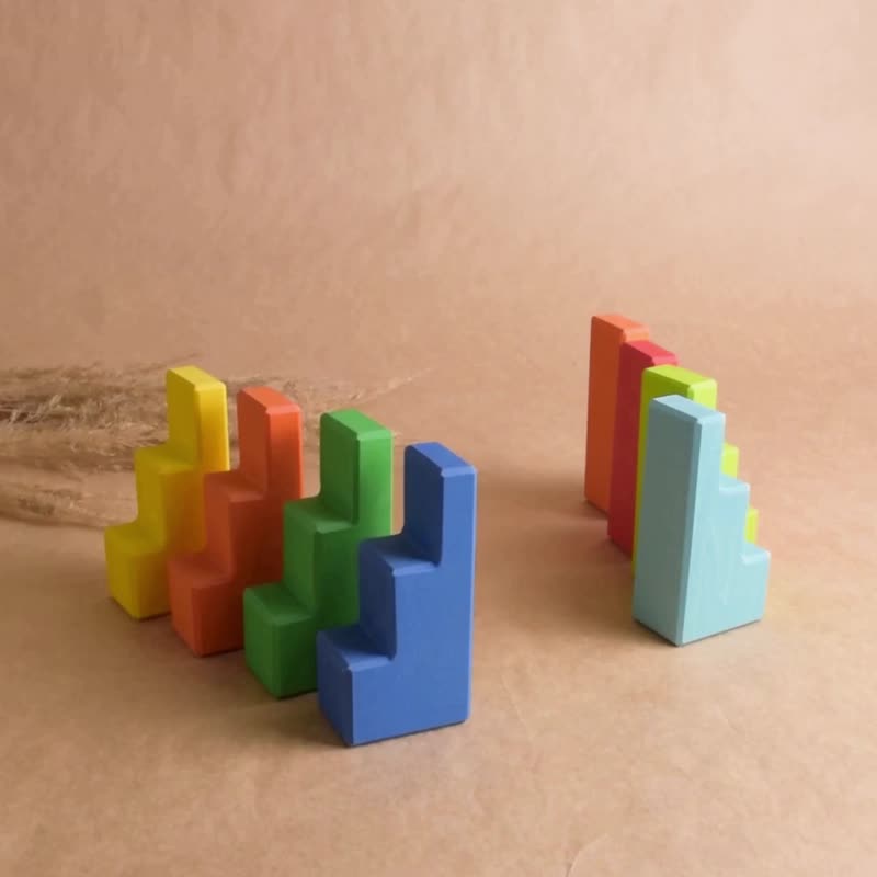 Wooden Construction Kits for Kids Building Set Toy Romanesque Rainbow Handmade - 寶寶/兒童玩具/玩偶 - 木頭 卡其色