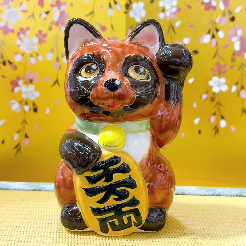 【狸聚萬福】日本清水燒招財貓 | 十個狸貓 - 千万両 - 擺飾/家飾品 - 瓷 咖啡色