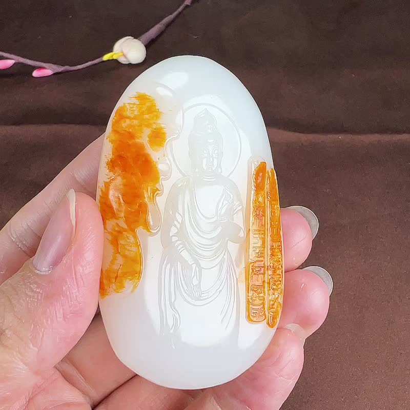 秒殺價 天然新疆和田玉羊脂玉籽料觀音吊墜手把件 - 吊飾/掛飾 - 玉石 