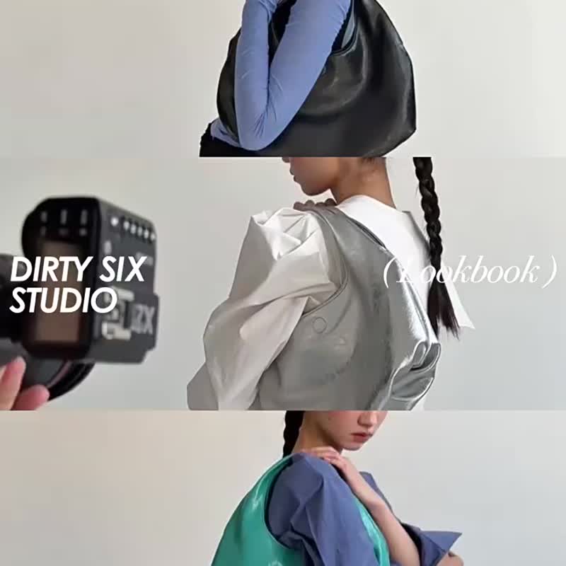 器銀色 3顔色 夫卡便當包 軟軟褶皺亮皮 單肩腋下包 - 側背包/斜背包 - 人造皮革 銀色
