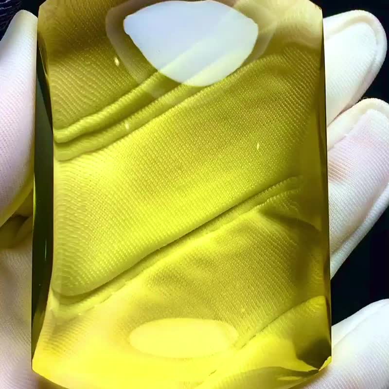 黃水晶無事牌吊墜   天然竹葉青黃水晶無事牌吊個頭足 - 吊飾/掛飾 - 水晶 