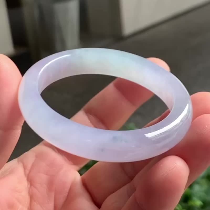 冰種 天然翡翠 緬甸 A玉 玉鐲 • 冰種紫羅蘭翡翠貴妃鐲 - 手鍊/手環 - 玉石 紫色