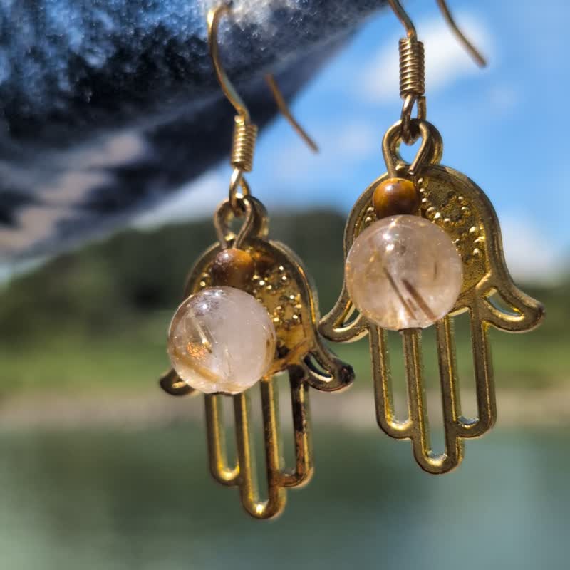 豐盛幸運耳環 - 耳環/耳夾/耳骨夾 - 寶石 金色