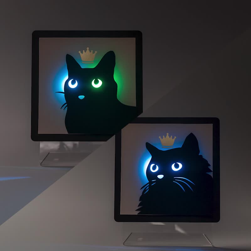 【映光畫】 A01 歐洲短毛貓 手作材料包 玩電路 - 掛牆畫/海報 - 其他材質 黑色