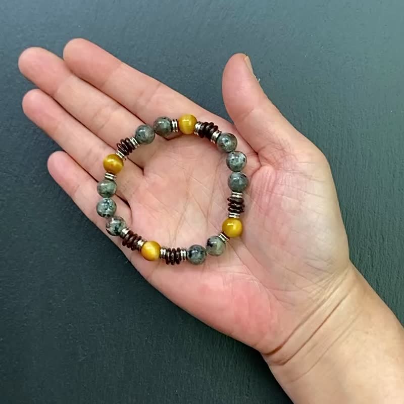 Golden Stone, flame Stone, coconut shell personalized steel bracelet, attracting wealth and career, increasing wisdom, customization - สร้อยข้อมือ - คริสตัล หลากหลายสี