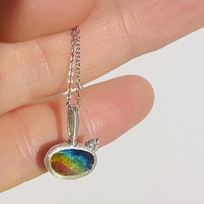 Rainbow and diamond necklace - Necklaces - Silver Multicolor