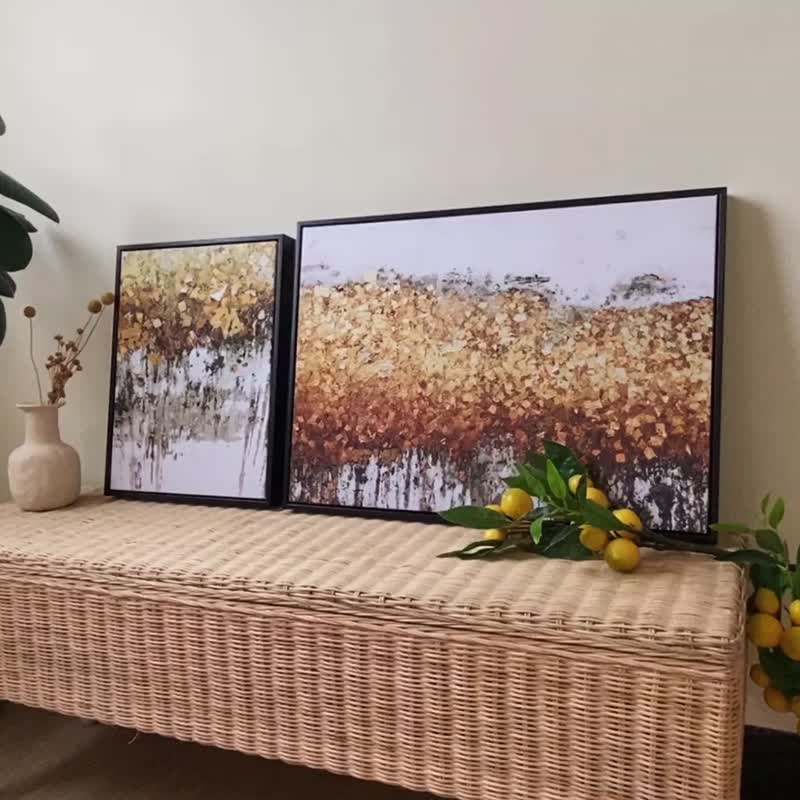 Golden Wind II- Fall, Passion, Earth Tone, Golden Home Decor, Living Room Art - Picture Frames - Cotton & Hemp Multicolor