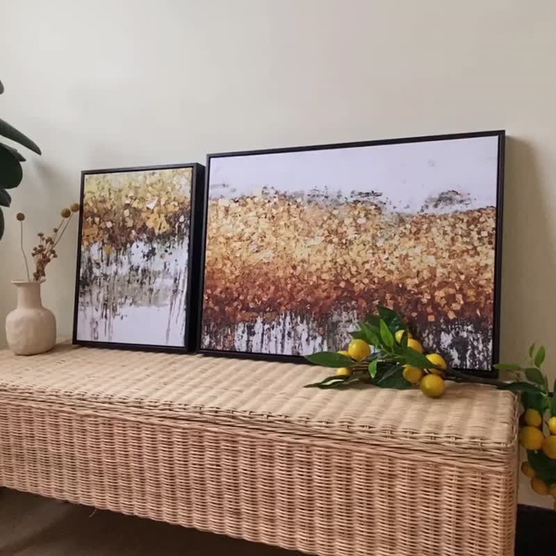 Golden Wind II- Fall, Passion, Earth Tone, Golden Home Decor, Living Room Art - กรอบรูป - ผ้าฝ้าย/ผ้าลินิน หลากหลายสี