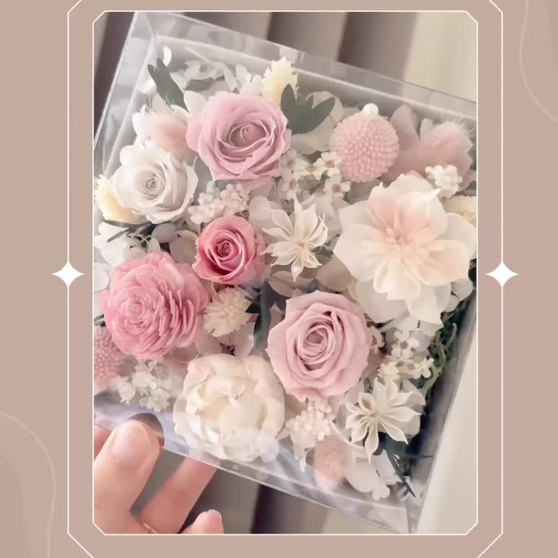 乾燥玫瑰色系 永生乾燥花禮盒 永生花 乾燥花 花禮 開幕禮 生日禮 - 乾燥花/永生花 - 其他材質 粉紅色