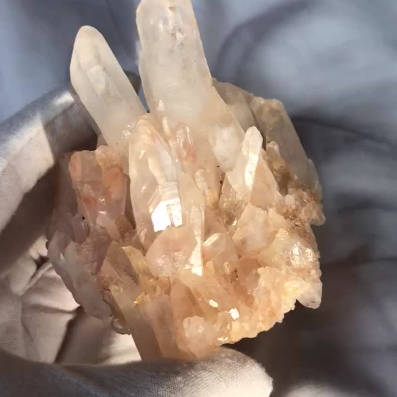 白水晶簇 粉紅色 透閃亮 彩虹 白晶 水晶原礦 天然原石 水晶 quar - 擺飾/家飾品 - 水晶 白色