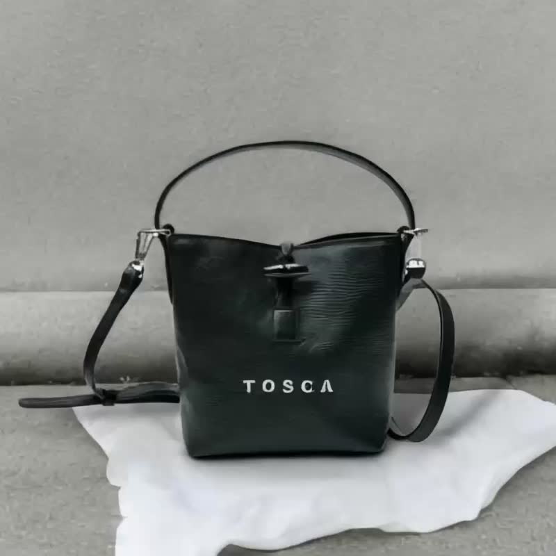 Tosca | Leather Bucket Bag - 斜孭包 手袋 手提 水桶 卡包 - 側背包/斜背包 - 真皮 