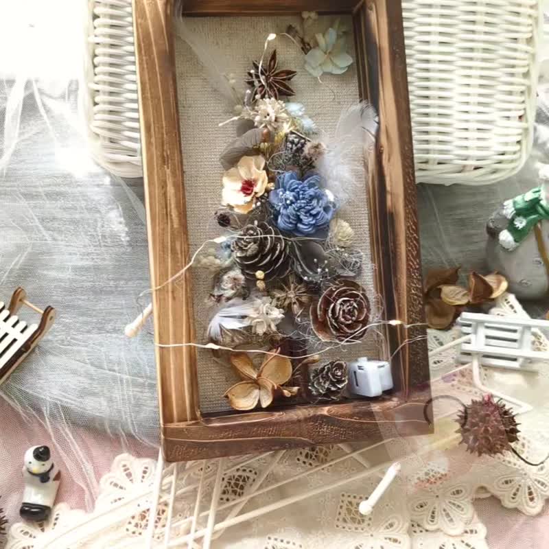 Christmas Gift-Northern Winter Christmas Tree Wall Hanging Tree Lights - ช่อดอกไม้แห้ง - พืช/ดอกไม้ สึชมพู