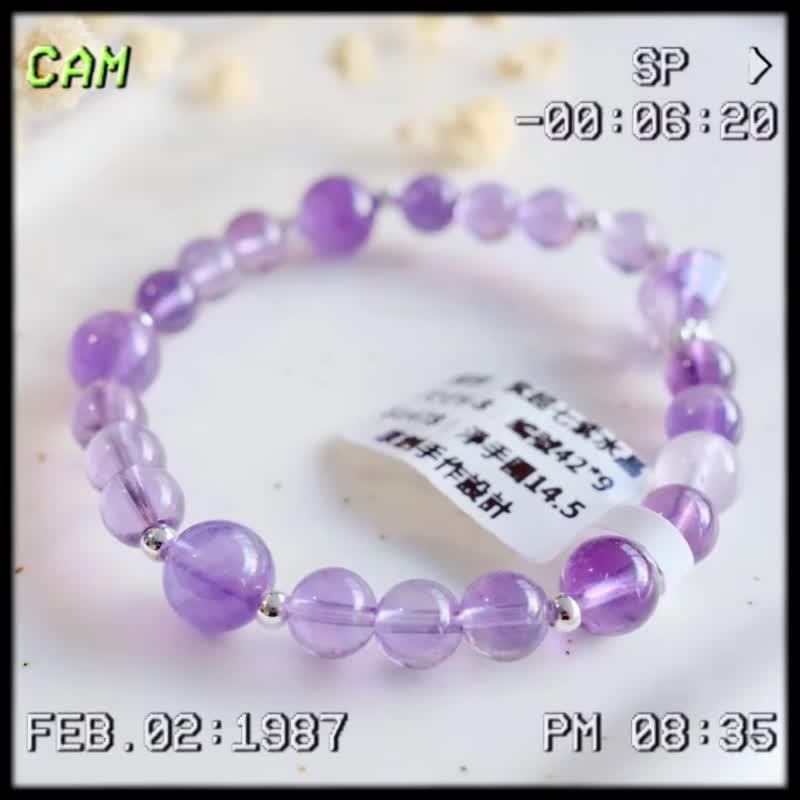 Amelia Jewelry丨Natural Amethyst Bracelet丨Amethyst Bracelet丨Ajna Chakra丨Crown Chakra - สร้อยข้อมือ - คริสตัล สีม่วง