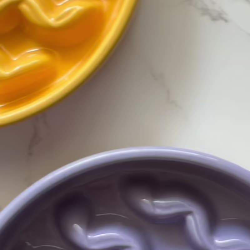 慢食陶瓷扭扭碗 - 黃 / 冰藍 / 紫 - 寵物碗/碗架/自動餵食器 - 瓷 