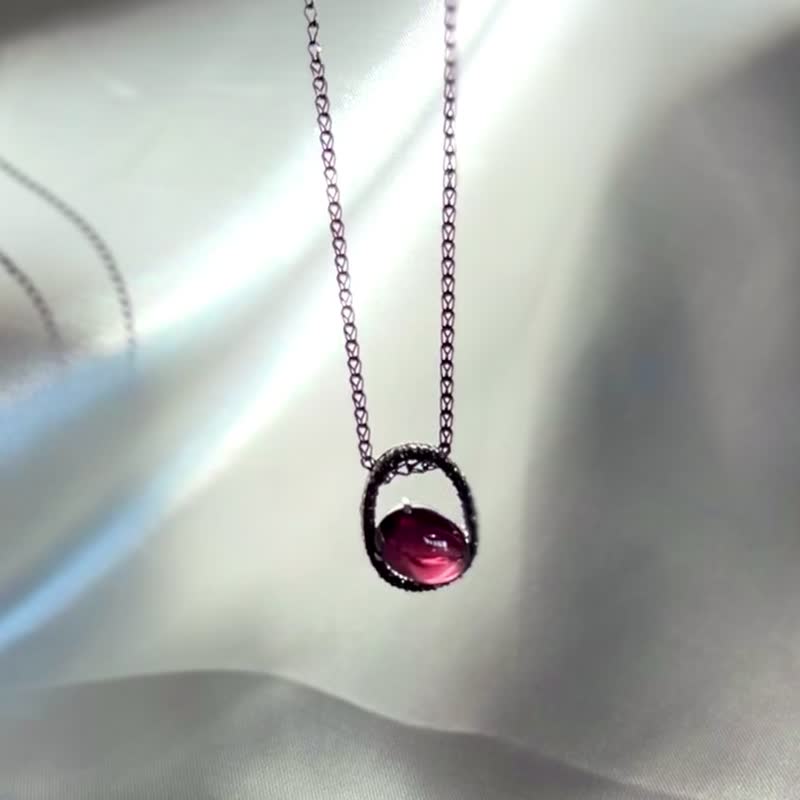 7.5 Carat Rubellite Tourmaline Cabochon Pendant Necklace - 項鍊 - 貴金屬 紅色
