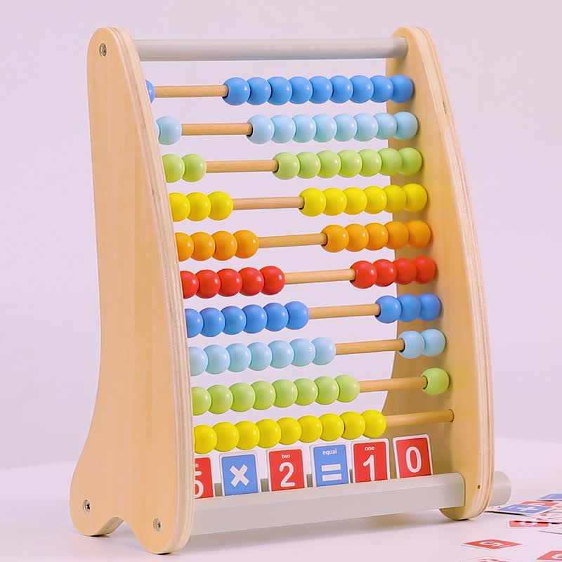 Rainbow Arithmetic Enlightenment Dial Beads [Puzzle Enlightenment_Suitable for 3 years and above] - Kids' Toys - Wood Multicolor