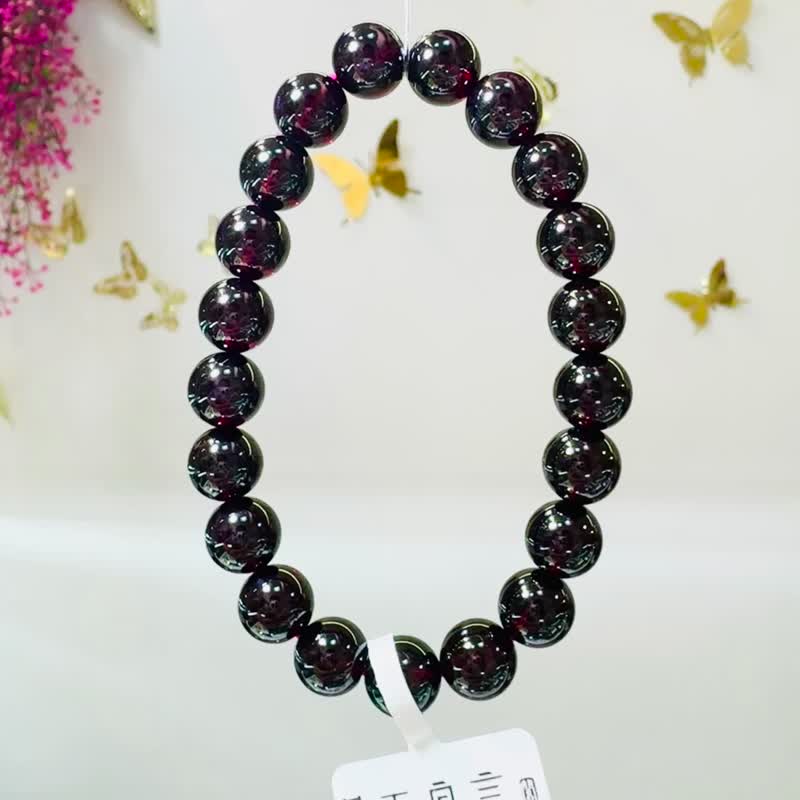 天然小精品經典紅石榴水晶9mm33.71g美容水晶氣血循環 - 手鍊/手環 - 水晶 紫色