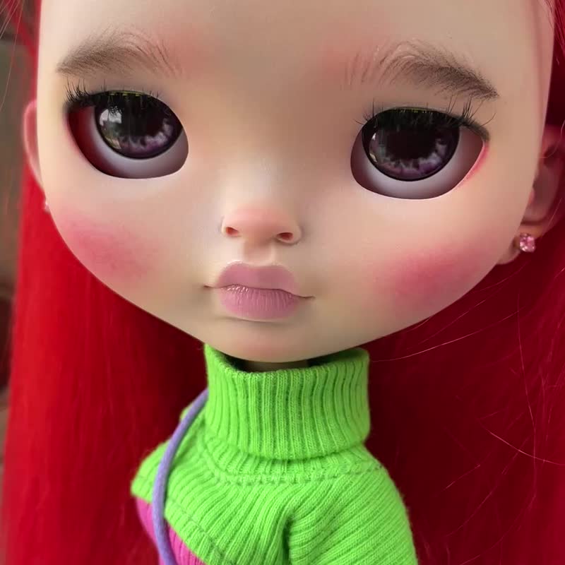blythe doll red hair - 公仔/玩偶 - 塑膠 咖啡色