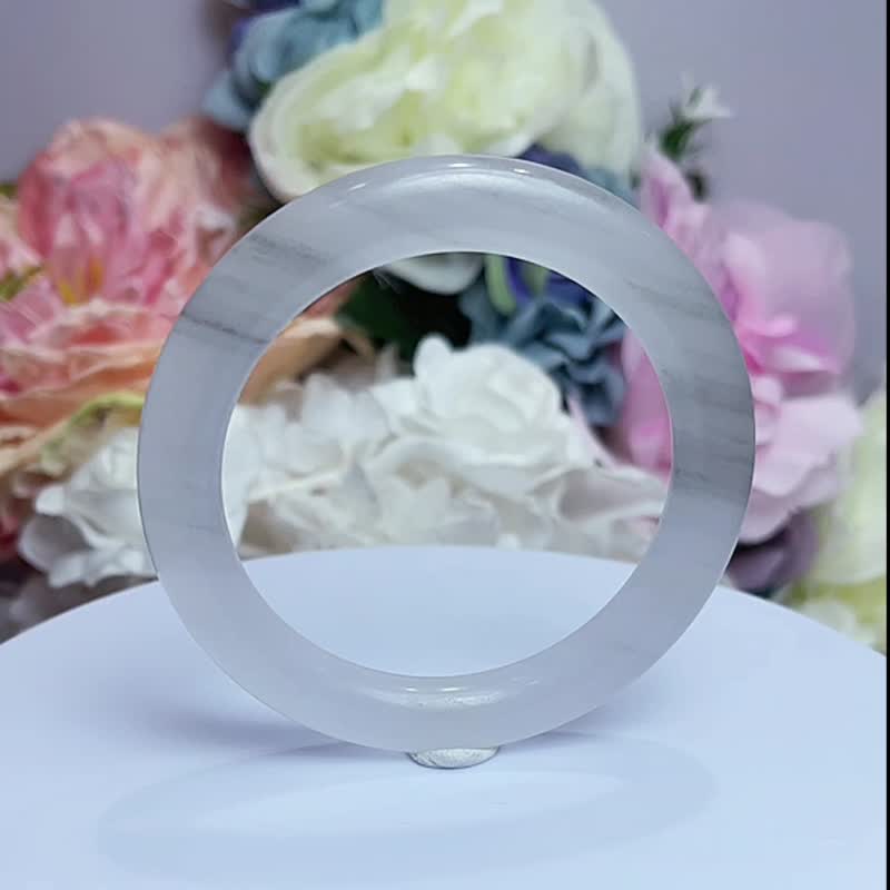 NO.198星輝尋夢 煙灰平安鐲 高冰時尚灰 手鐲 內徑 52 MM 圈口 - 手鍊/手環 - 玉石 灰色