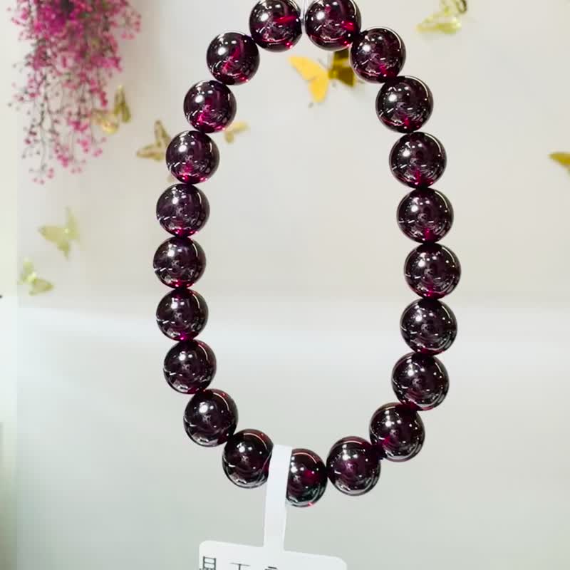精品絕美晶體紫紅牙烏水晶9mm34.74g美容水晶氣血循環 - 手鍊/手環 - 水晶 紫色
