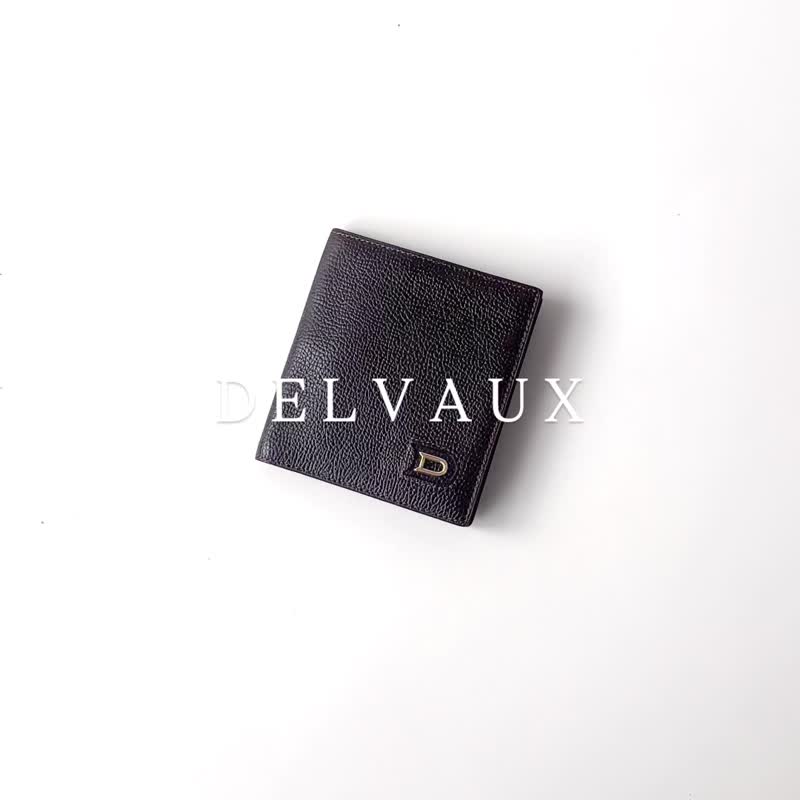 DELVAUX咖啡色真皮對折中性短夾F34 vintage - 錢包/皮夾/長短夾 - 真皮 咖啡色