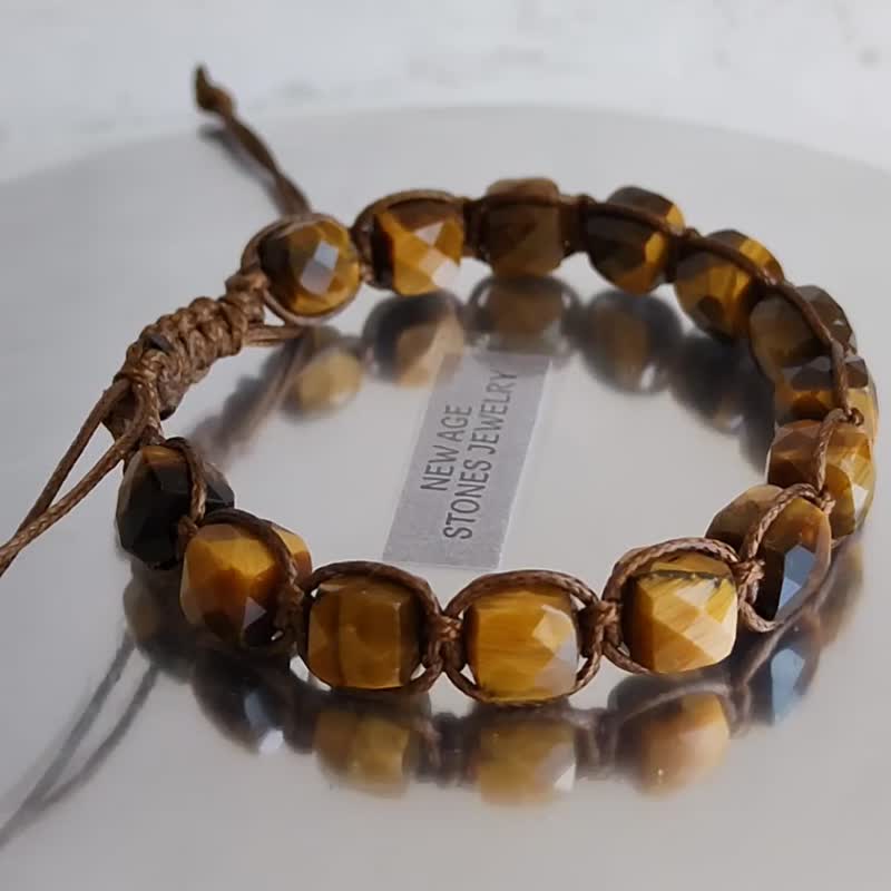 Natural tiger's eye bracelet. Protection, energy, achieving goals. - 手鍊/手環 - 寶石 咖啡色