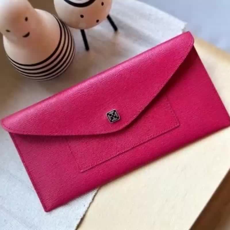 Tosca | Letter Wallet お手紙| 真皮 薄 長皮夾/卡片- 桃紅 - 皮夾/長短夾/錢包 - 真皮 