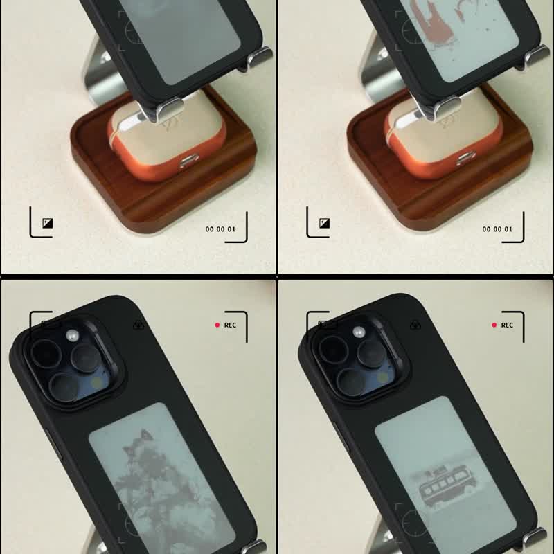 Reinkstone Unplugged Variety E Ink Phone Case Holder - เคส/ซองมือถือ - วัสดุอื่นๆ สีดำ