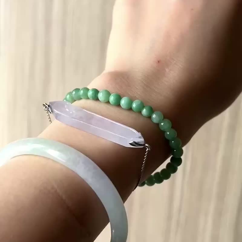 天然ヒスイ ビルマヒスイ A ヒスイ ブレスレット • Aiグリーンヒスイ ブレスレット - ブレスレット - 石 グリーン