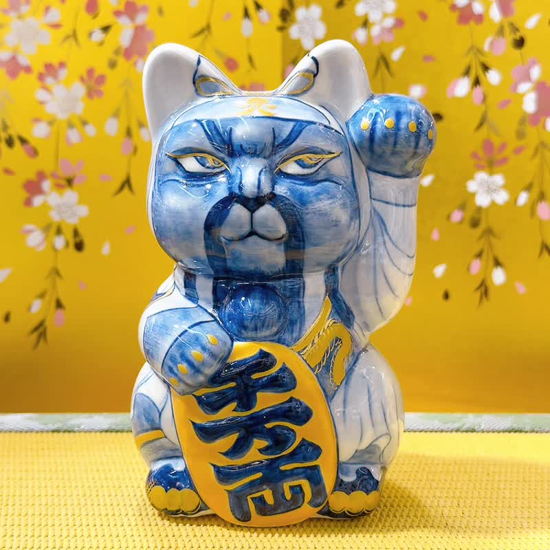 【染義招福】日本清水燒招財貓 | 染付 - 關羽 - 擺飾/家飾品 - 瓷 多色
