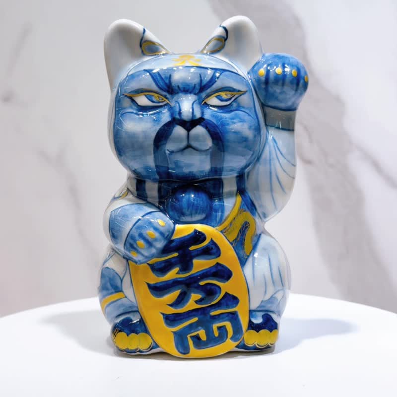 【染義招福】日本清水燒招財貓 | 染付 - 關羽 - 擺飾/家飾品 - 瓷 多色
