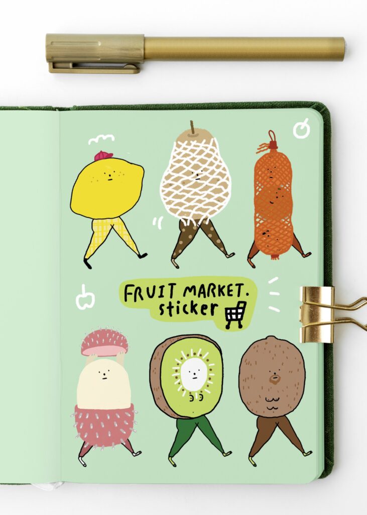 シール Sticker Fruit Market Size A5 Cute and Funny style
フルーツステッカー