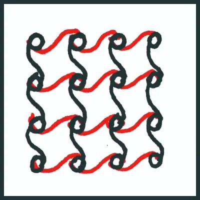 4. 下一個動作就是將紙轉90 度，繼續在兩個圓圈之間，用S 連接起來，直到全部的圓圈都連接起來。