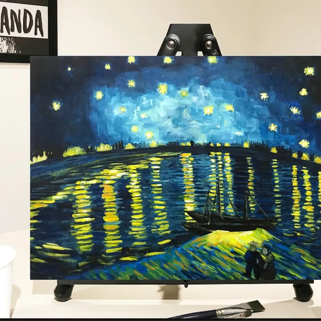 梵高羅納河上的星夜塑膠彩畫班