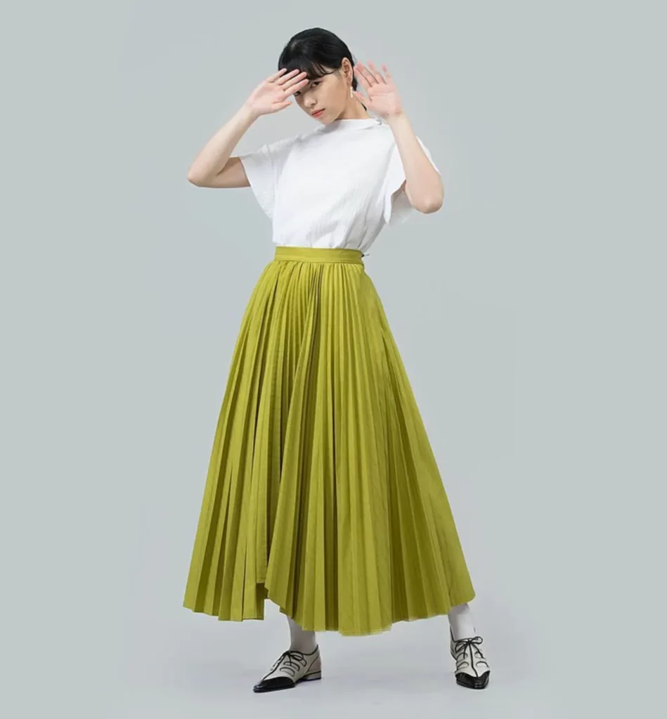 綠色條紋壓褶裙（按上圖訂購）