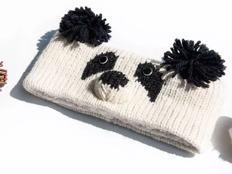 動物熊貓手編織髮帶