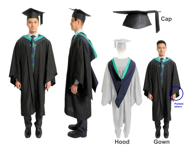 香港大學畢業袍的基本裝備。（Image : 香港大學官方網站）