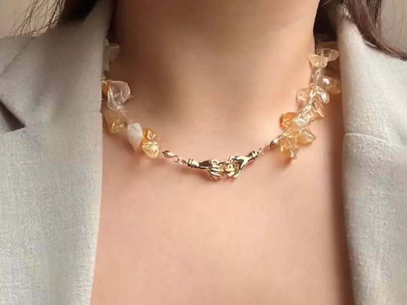 吸引力法則 aesthea 手作輕珠寶 14K 天然黃水晶串珠項鍊