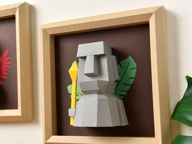 森林摩艾 3D 紙模型 DIY 動手做相框