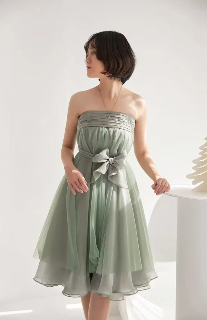 質感綠重工瀑布紗裙