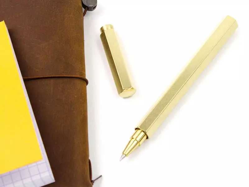 金色黃銅六角形水性鋼珠筆