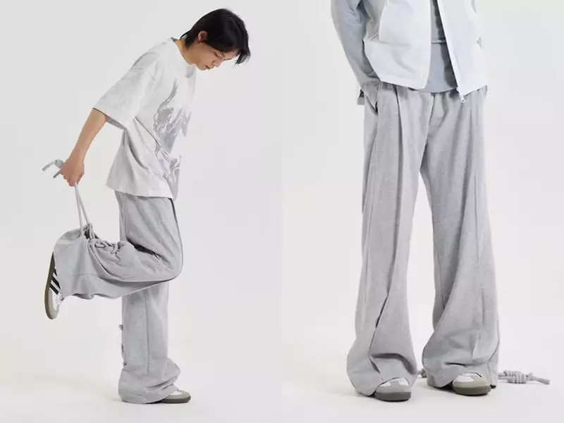 寬褲穿搭 CONP Knotted Pleated Sweatpants 繩結褶皺衛褲