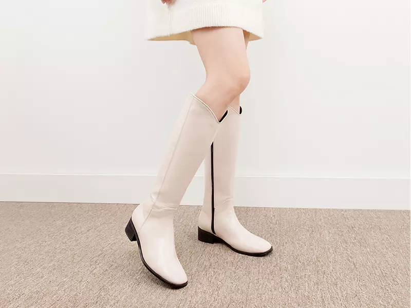 長靴穿搭 SPUR Round Cut Riding Boots IVORY