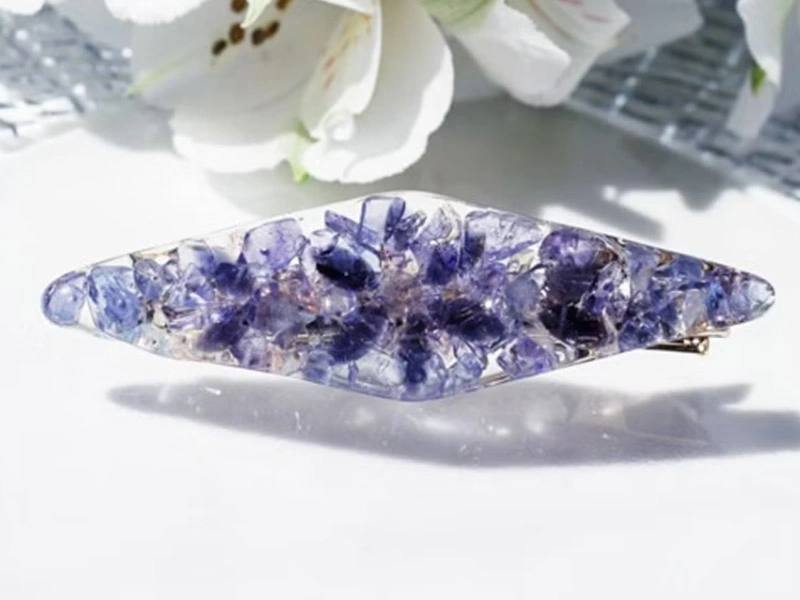 堇青石功效 lipattijewelry 堇青石花和坦桑石拉長石寶石髮夾