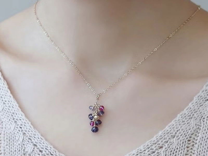 堇青石功效 Joyce Wu Handmade Jewelry 堇青石石榴石輕華麗珠串14Kgf包金項鍊