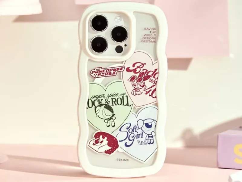 飛天小女警角色 TOXOXO 飛天小女警復古愛心貼紙 MagSafe iPhone 波浪手機殼