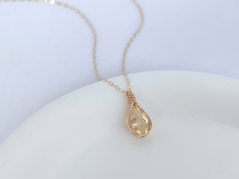 五行水晶 LynnJewelry 天然黃水晶項鍊吊墜