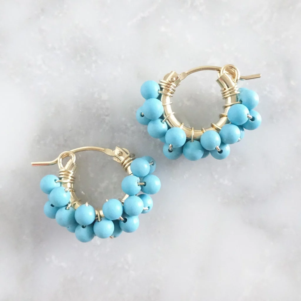 綠松石 marina JEWELRY 綠松石多珠環繞式耳環